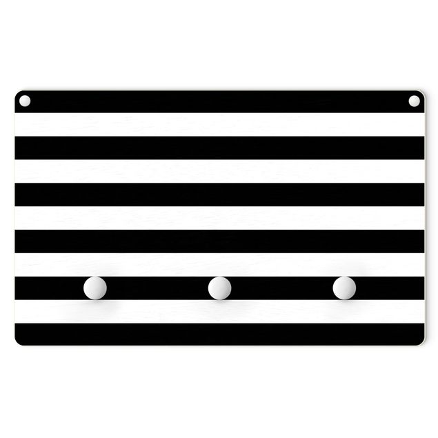 Klädhängare vägg Horizontal Stripes Black And White