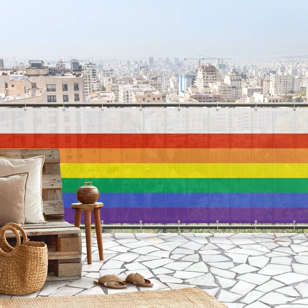 Vindskydd till balkongräcke Rainbow Stripes