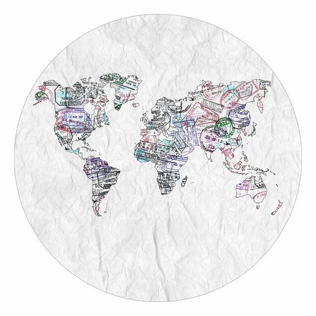 Fototapeter vit Passport Stamp World Map