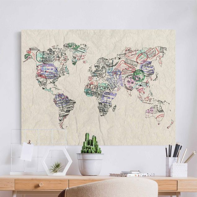 Kök dekoration Passport Stamp World Map