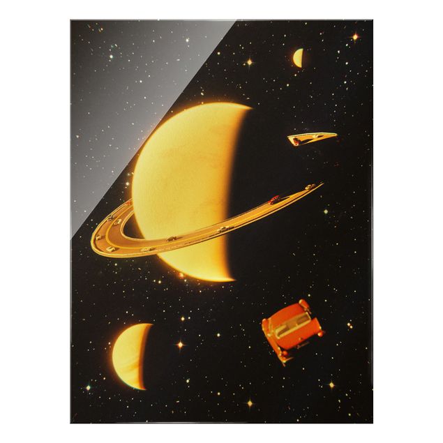 Tavlor svart Retro Collage - The Rings Of Saturn