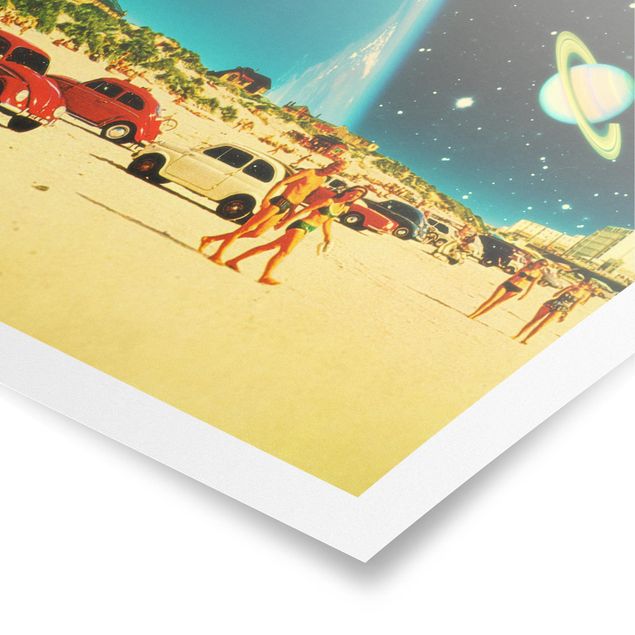 Posters landskap Retro Collage - Galactic Beach