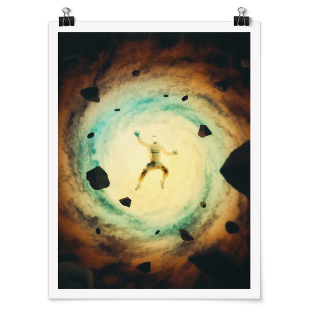 Tavlor svart Retro Collage - In Space