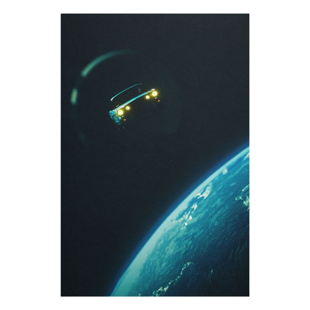 Tavlor svart Retro Collage - Road Trip Through Space