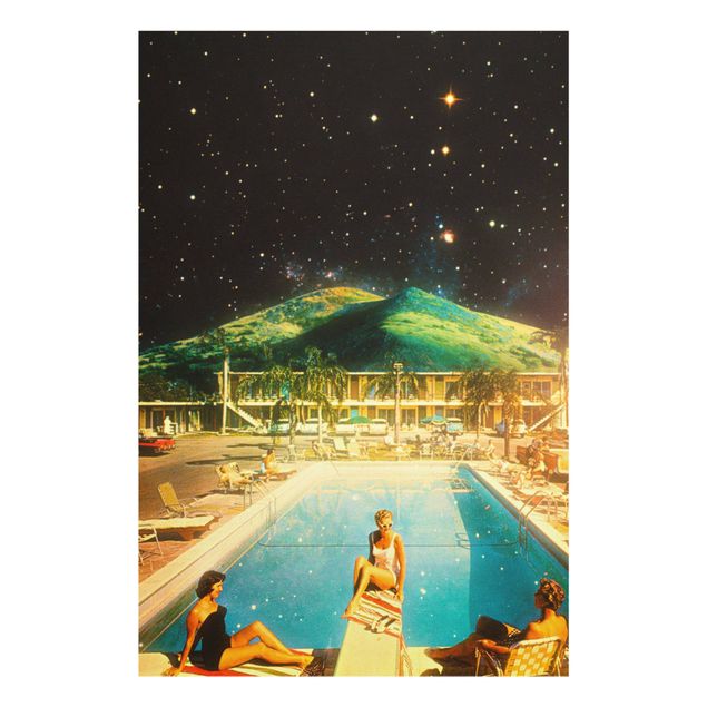 Tavlor svart Retro Collage - Space Pool