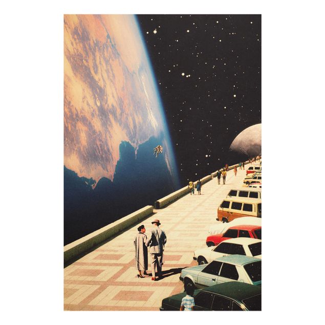 Tavlor svart Retro Collage - Boardwalk In Space