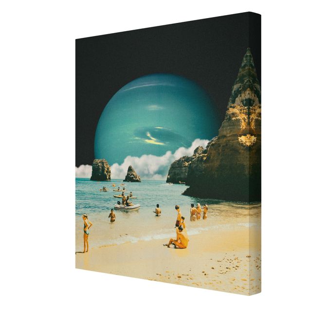 Canvastavlor landskap Retro Collage - Space Beach