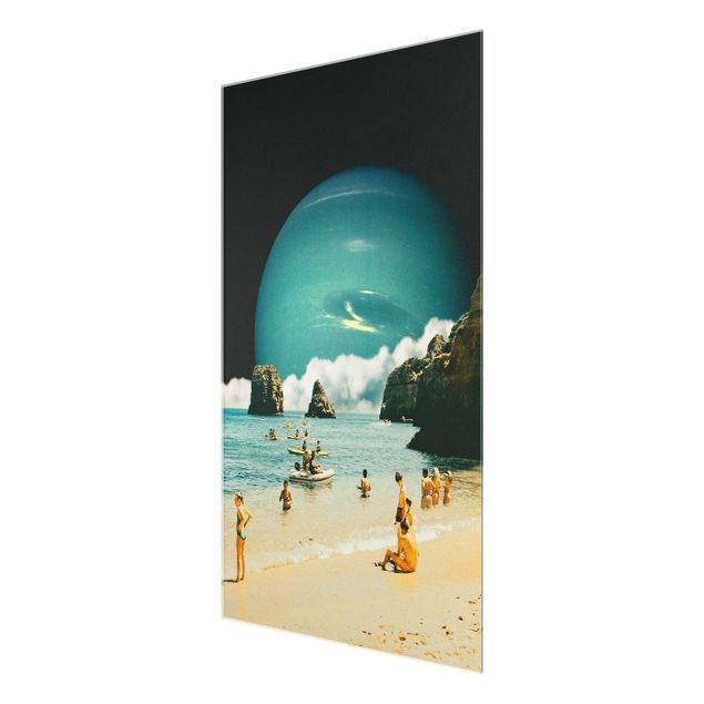Glastavlor landskap Retro Collage - Space Beach