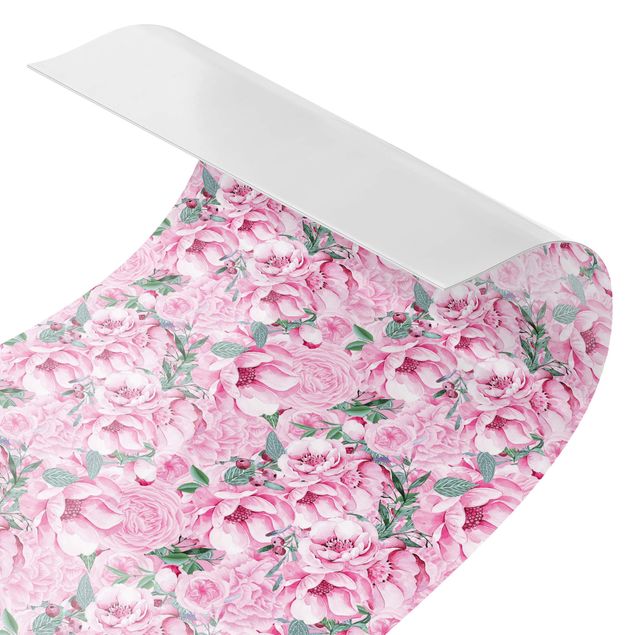 Küchenrückwand - Rosa Blütentraum Pastell Rosen in Aquarell II
