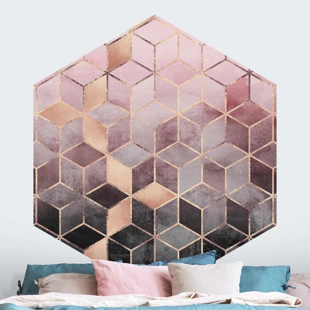 Kök dekoration Pink Gray Golden Geometry