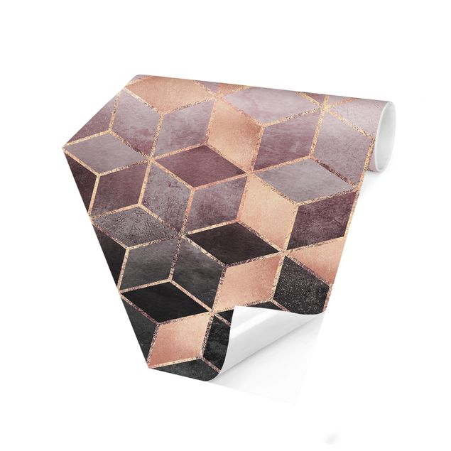 Tapeter modernt Pink Gray Golden Geometry