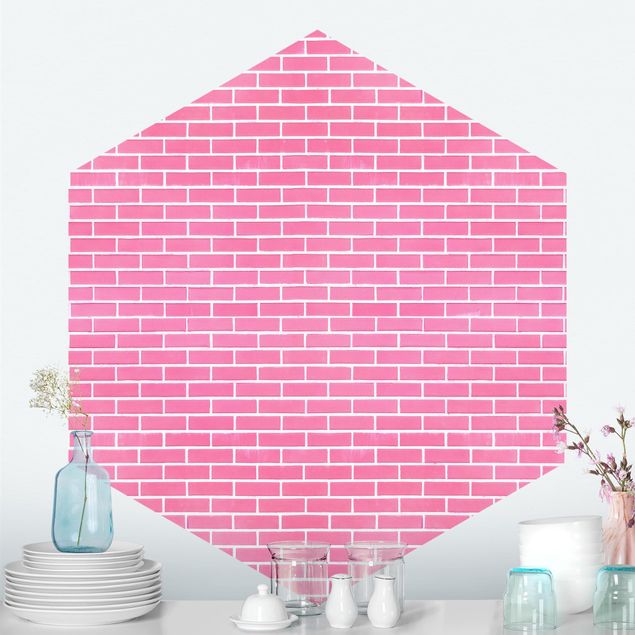 Fototapeter tegelsten Pink Brick Wall