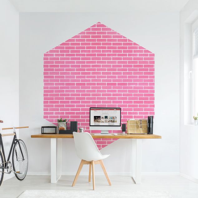 Tapeter industriell Pink Brick Wall