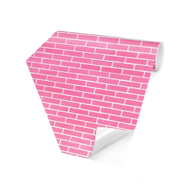 Hexagonala tapeter Pink Brick Wall