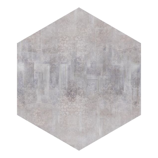 Hexagonal tapet - Rustic Concrete Pattern Grey