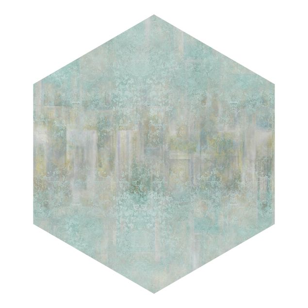 Hexagonal tapet - Rustic Concrete Pattern Mint