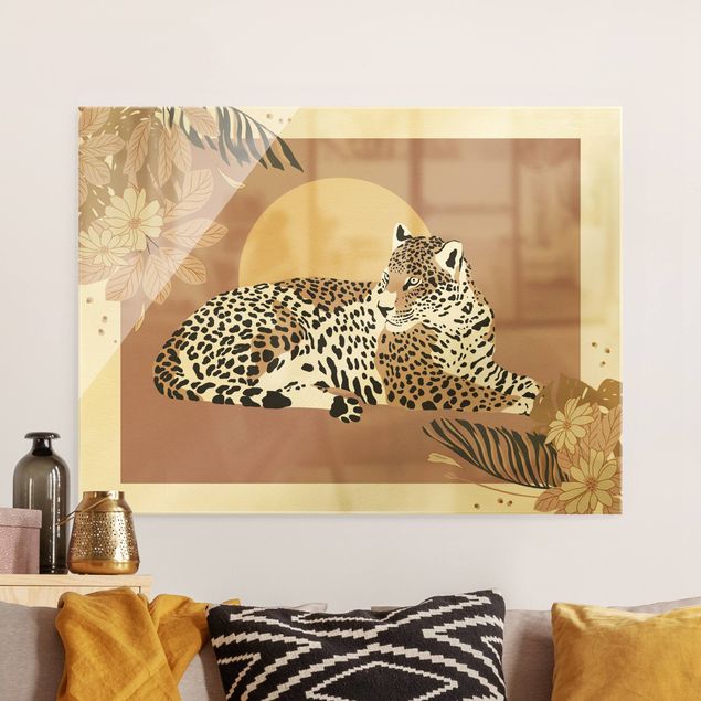 Glastavlor solnedgångar Safari Animals - Leopard At Sunset