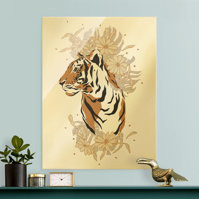 Glastavlor djur Safari Animals - Portrait Tiger