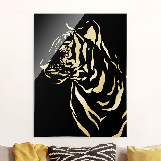 Tavlor tigrar Safari Animals - Portrait Tiger Black