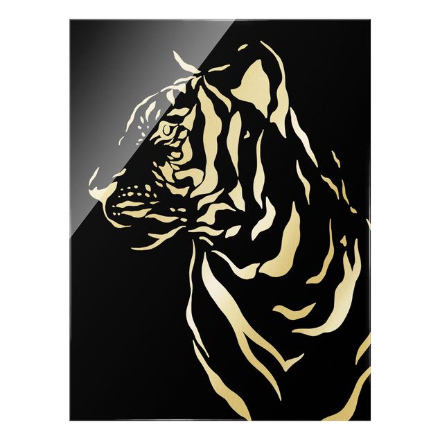 Tavlor svart och vitt Safari Animals - Portrait Tiger Black
