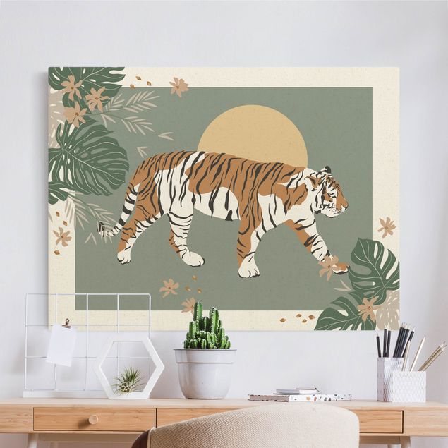 Canvastavlor tigrar Safari Animals - Tiger At Sunset