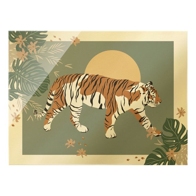 Tavlor blommor  Safari Animals - Tiger At Sunset