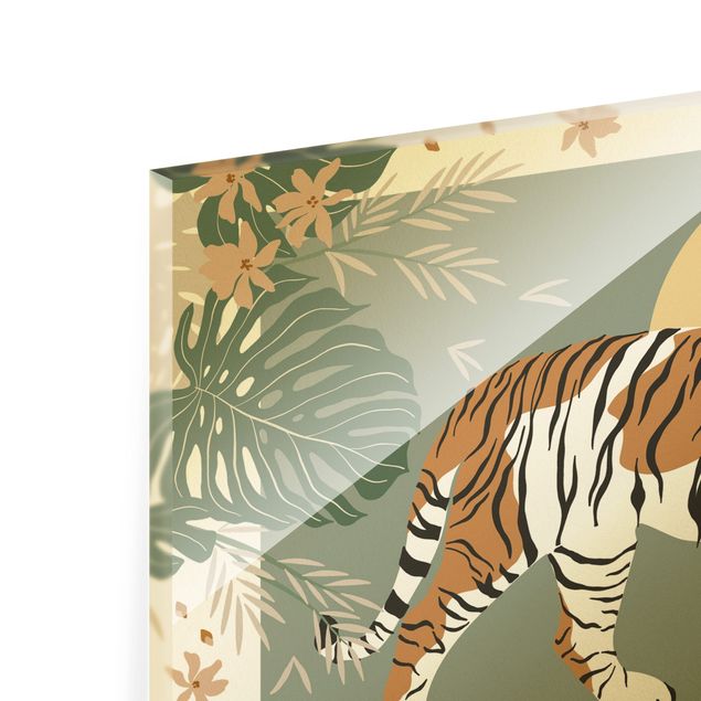 Tavlor grön Safari Animals - Tiger At Sunset