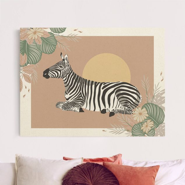 Canvastavlor zebror Safari Animals - Zebra At Sunset