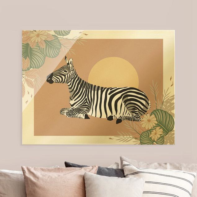 Glastavlor solnedgångar Safari Animals - Zebra At Sunset