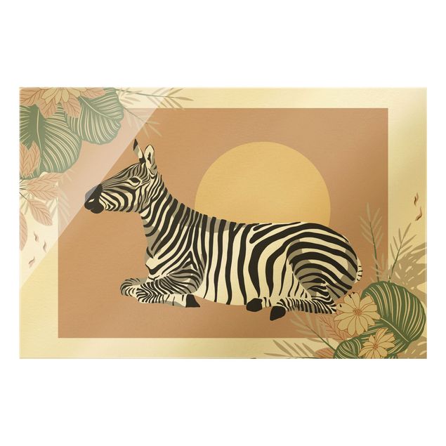 Tavlor blommor  Safari Animals - Zebra At Sunset