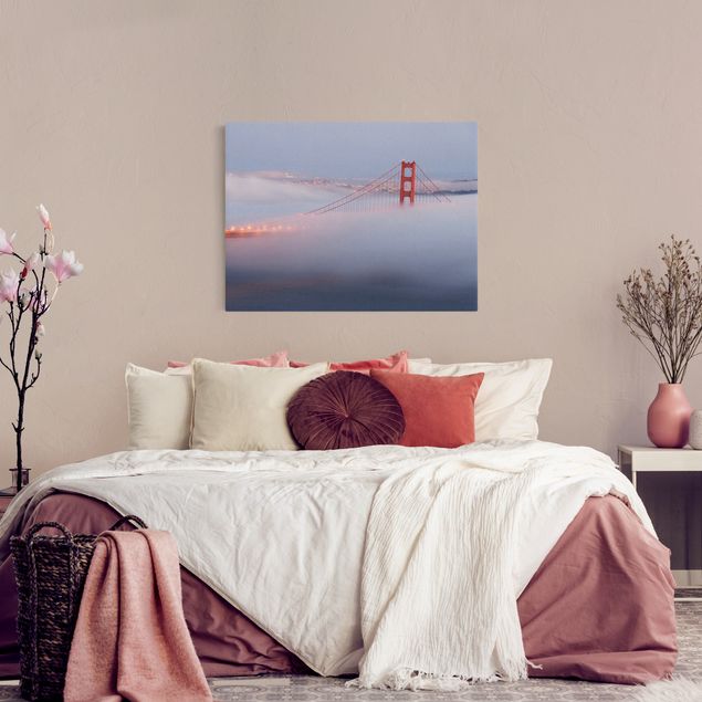 Tavlor arkitektur och skyline San Francisco’s Golden Gate Bridge