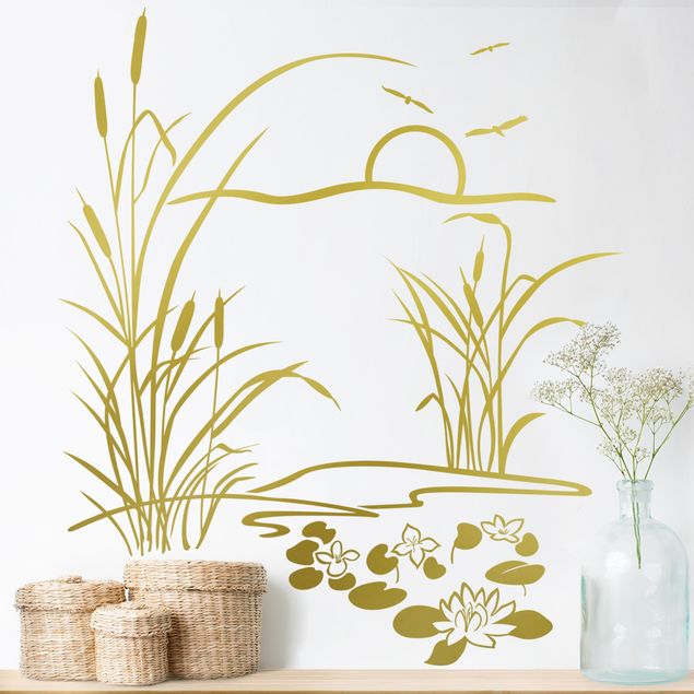 Wallstickers växter Reed With Waterlilies