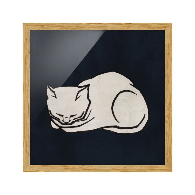 Tavlor med ram djur Sleeping Cat Illustration