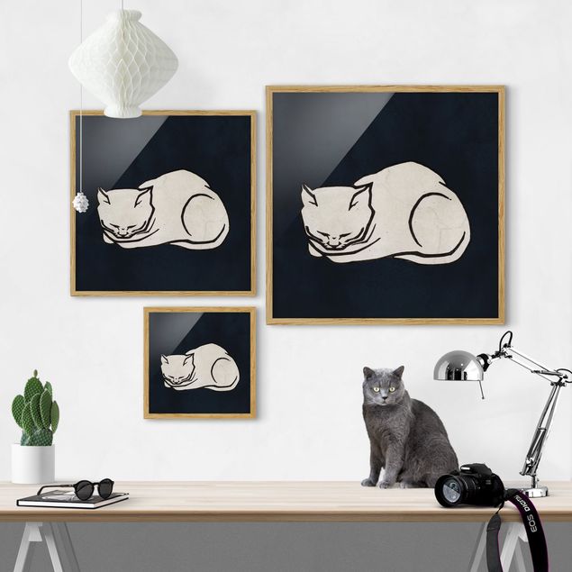 Tavlor konstutskrifter Sleeping Cat Illustration