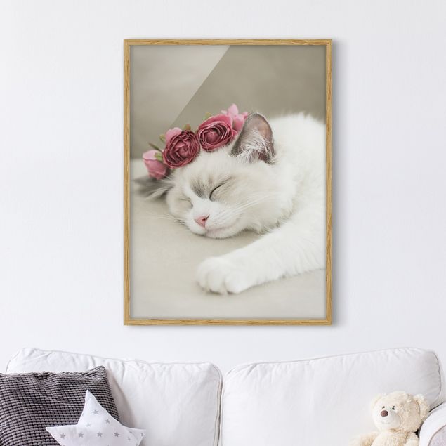 Inredning av barnrum Sleeping Cat with Roses