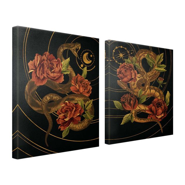 Tavlor Snake With Roses Black And Gold Duo