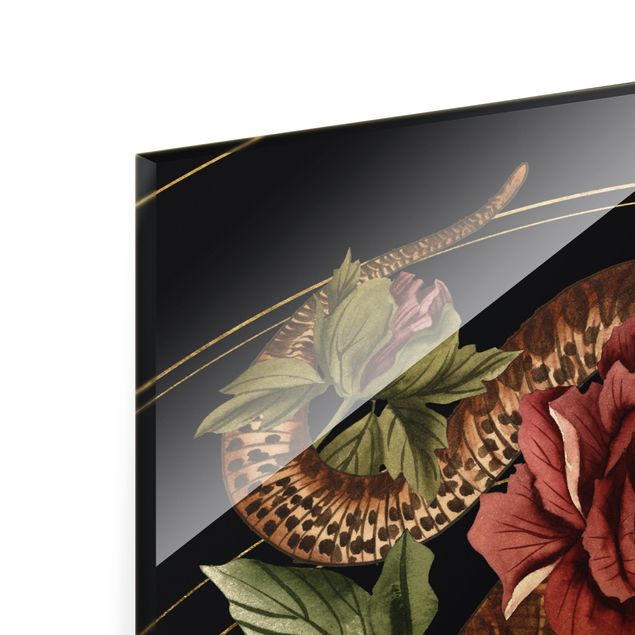 Tavlor Snake With Roses Black And Gold III