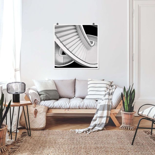 Posters arkitektur och skyline Black And White Architecture Of Stairs