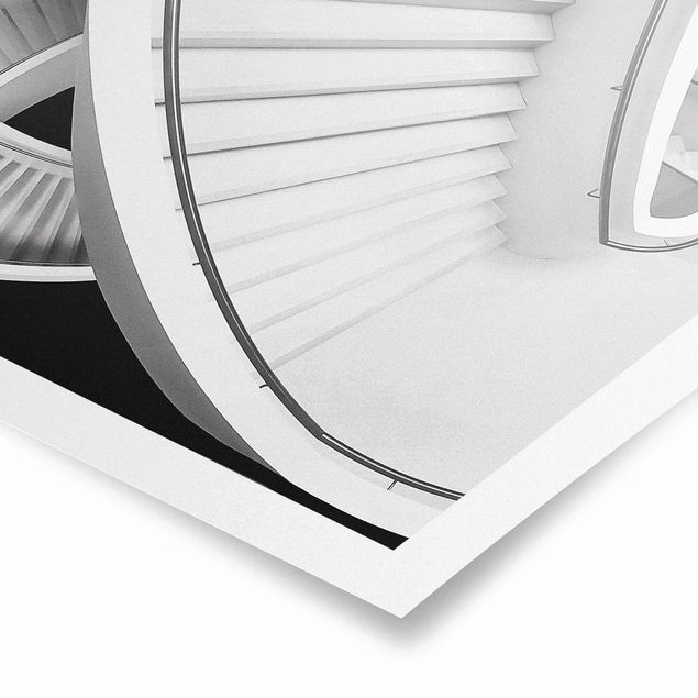 Tavlor svart och vitt Black And White Architecture Of Stairs