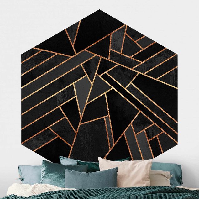 Tapeter geometrisk Black Triangles Gold