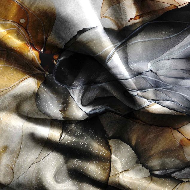 Fönster gardiner Silk Fabric In Black And Orange