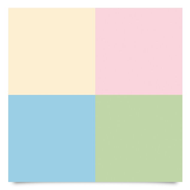 Självhäftande folier Set of 4 Squares Pastel colours - Cream Rose Pastel Blue Mint