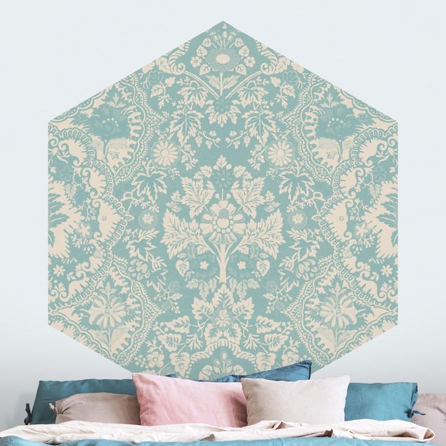 Kök dekoration Shabby Baroque Wallpaper In Azure II