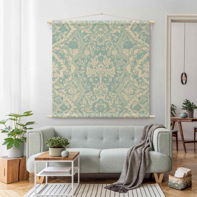 Väggbonad vintage Shabby Baroque Wallpaper In Azure II