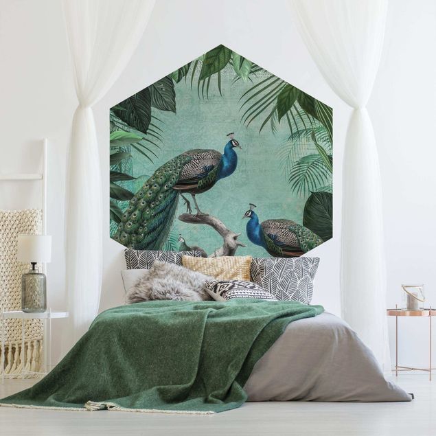 Tapeter modernt Shabby Chic Collage - Noble Peacock
