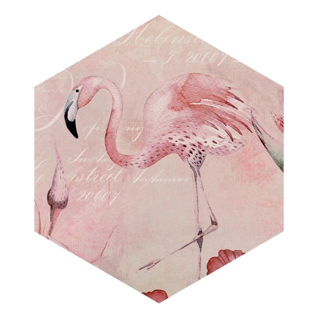 Tapeter vintage Shabby Chic Collage - Flamingo
