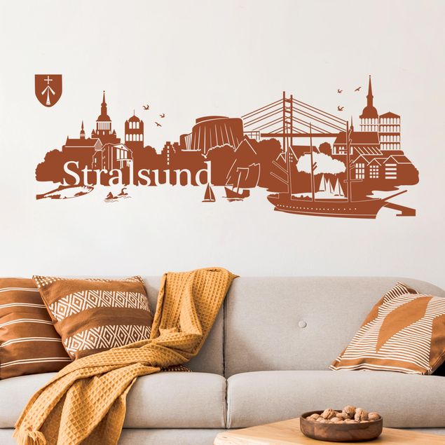 Autocolantes de parede com nomes de cidades Skyline Stralsund