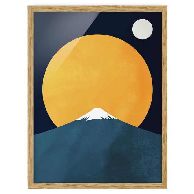Tavlor med ram landskap Sun, Moon And Mountain