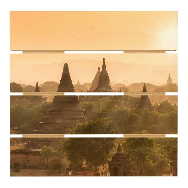 Trätavlor Sun Setting Over Bagan