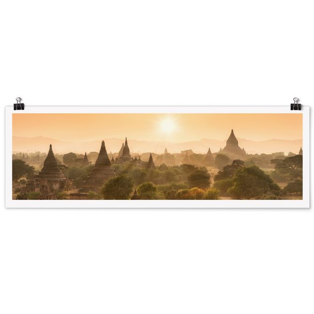Posters arkitektur och skyline Sun Setting Over Bagan